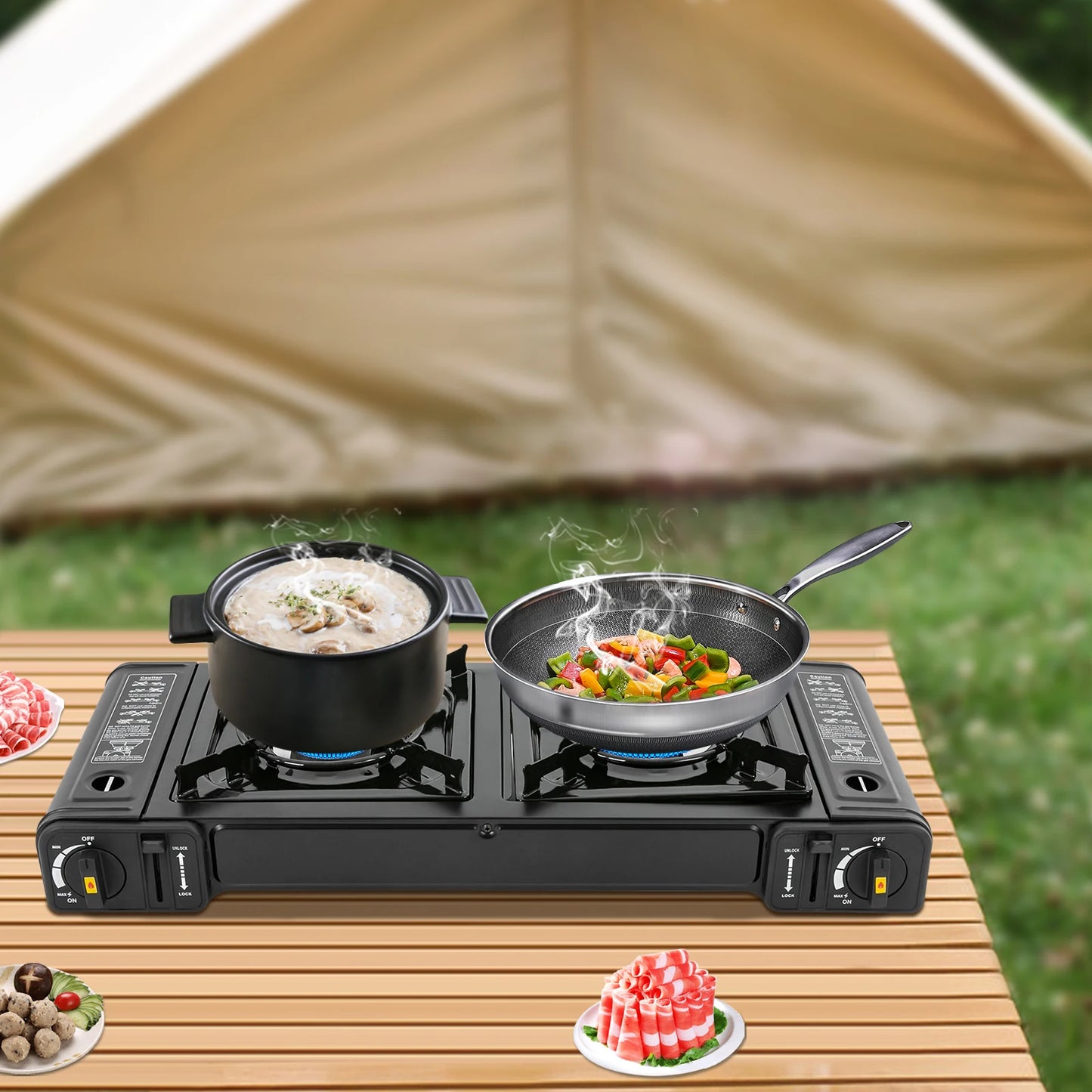 Portable Propane Camping Stove With Safety Lock Case