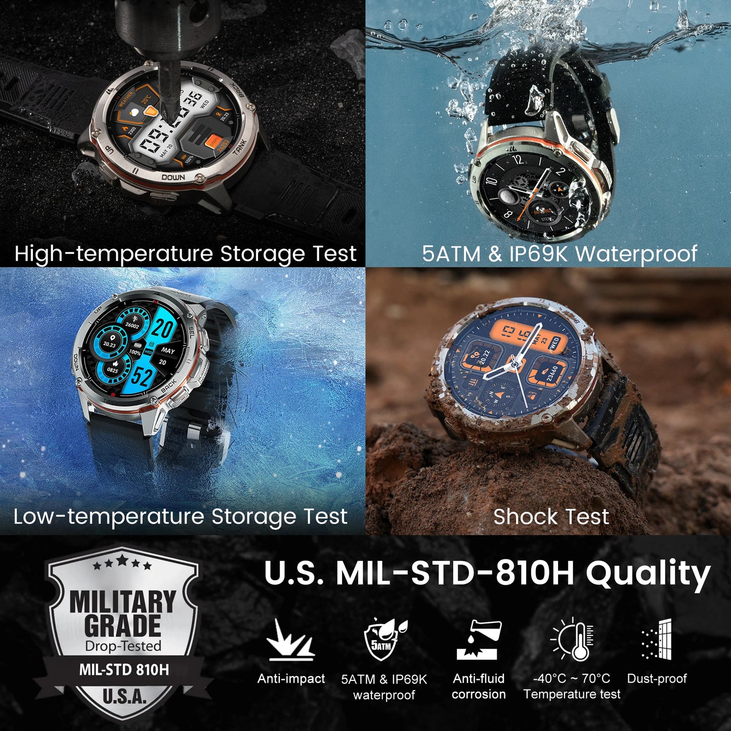KOSPET Tank T3 Ultra GPS Smart Watch Men AMOLED AOD