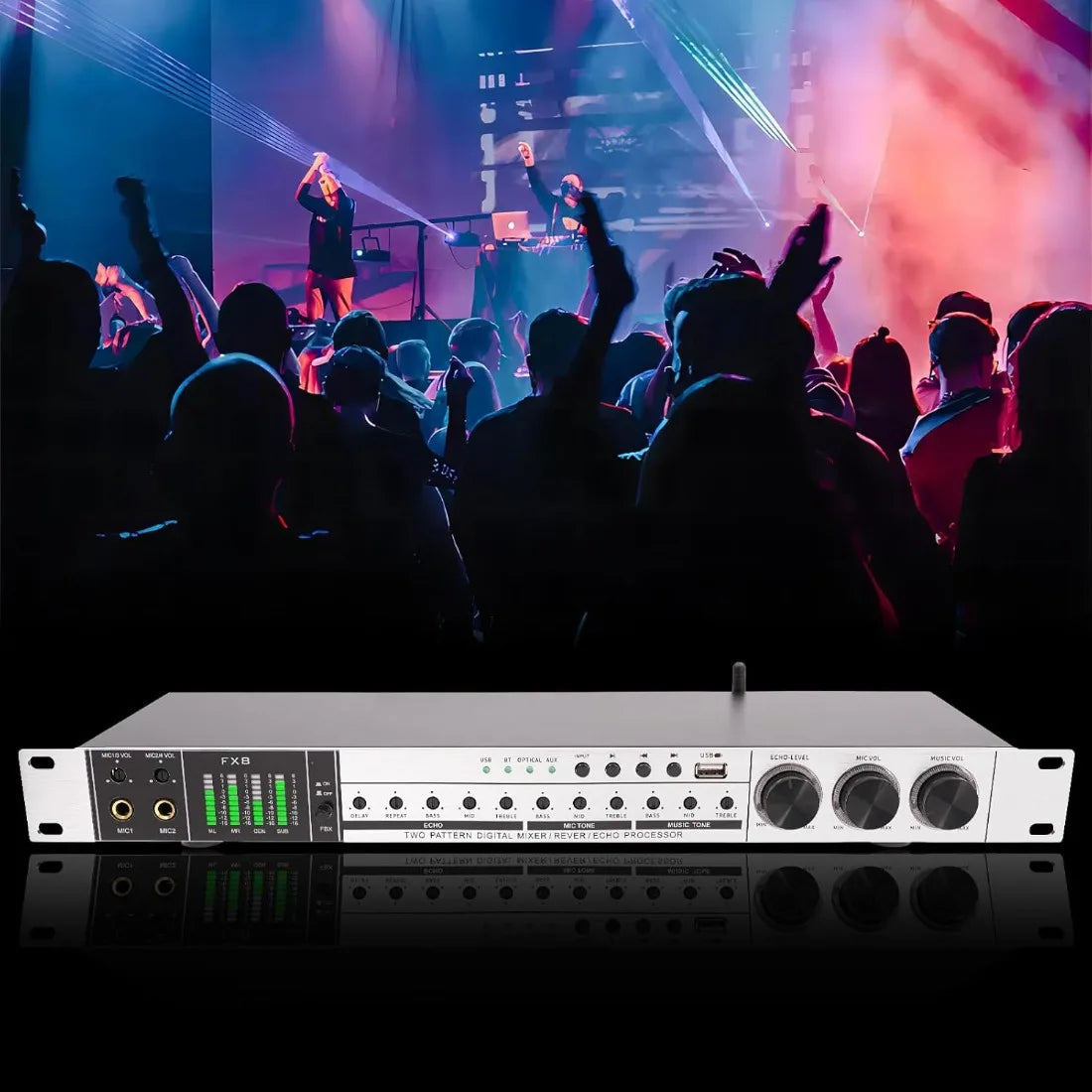 Professional 4 Mic Karaoke Mixer Non-Slip Bluetooth USB EQ