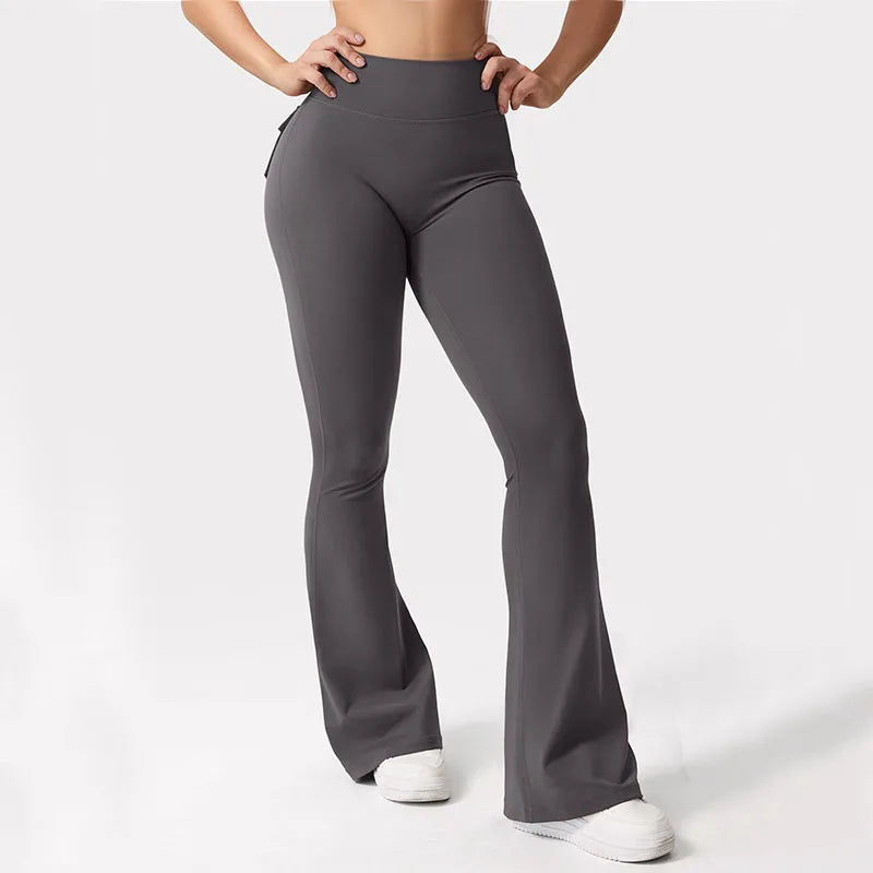 Yoga Flared Pants Womens High Waist Hip Lifting Wide Leg Pants Outdoor Leisure Tights Running Fitness Wear Gym Workout Leggings