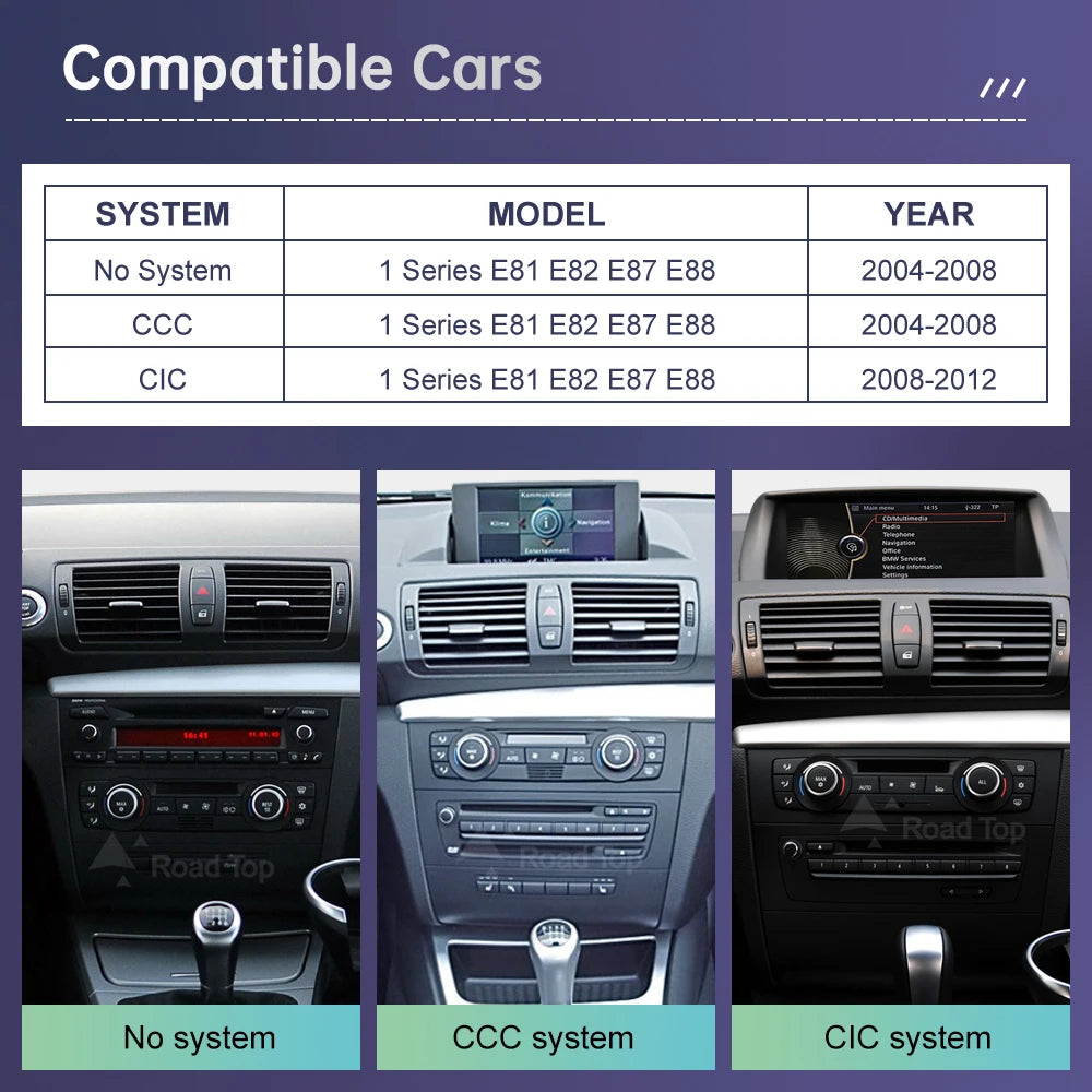 Road Top Wireless CarPlay Android Auto Screen for BMW