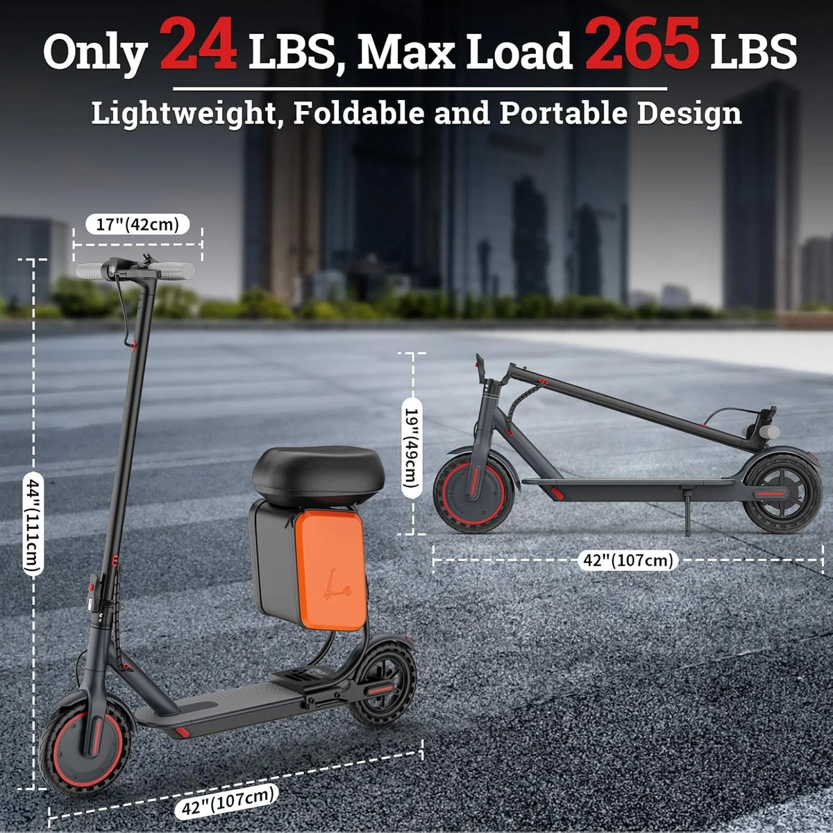 Ladped Electric Scooter 350W 16 Mile Range Includes Removable Seat