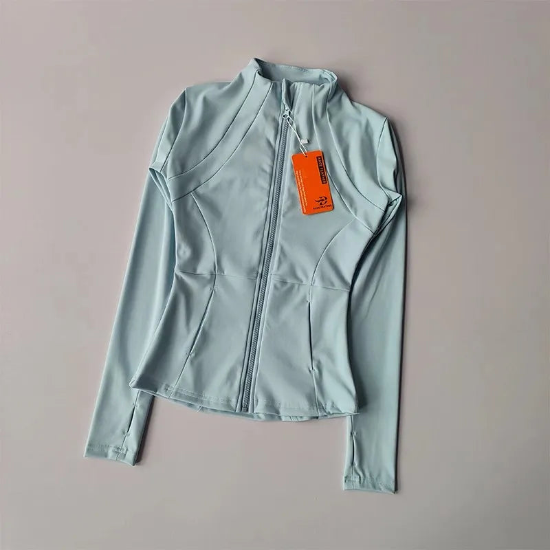 Women's yoga fitness jacket, slim fit professional quick drying jacket, running slimming sports long sleeved yoga suit top