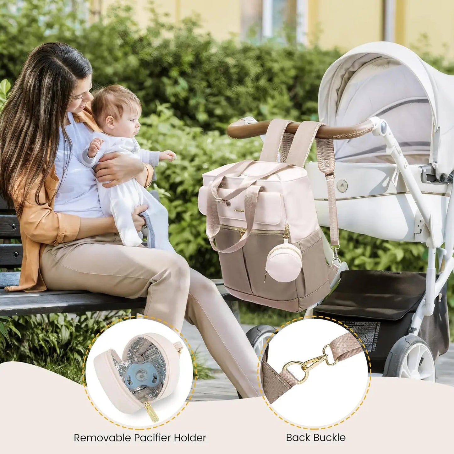 Closure Diaper Backpack With Insulated Pockets And Anti Theft Design