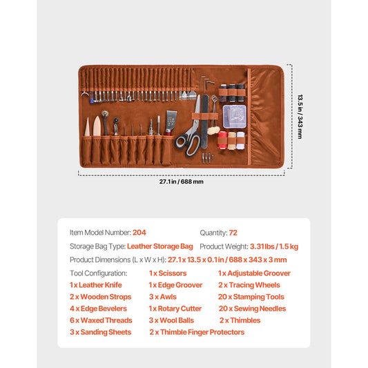 SucceBuy Leather Working Tools Kit Punching Stamping