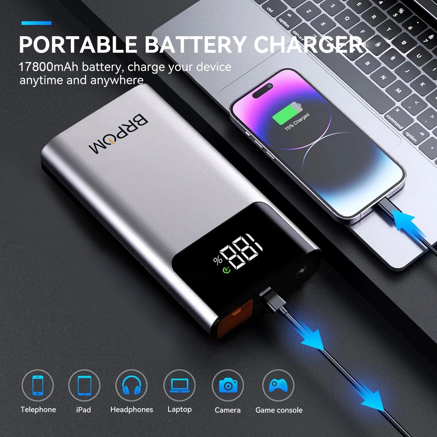 BiUBLE 3 In 1 Portable Car Jump Starter 4000A Power