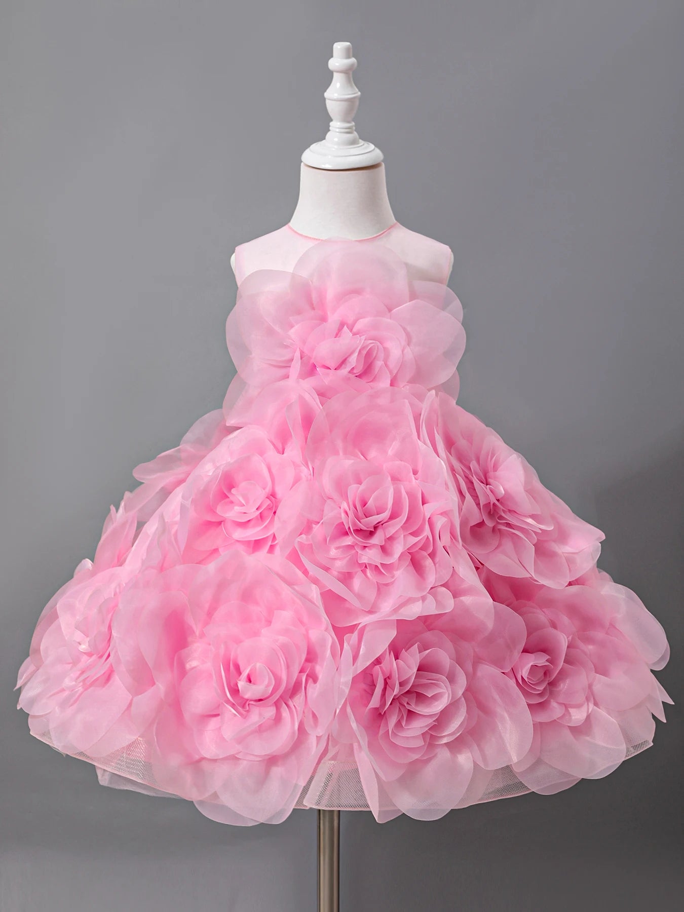 Girls Princess Party Dress Luxury Sleeveless Satin Ball Gown