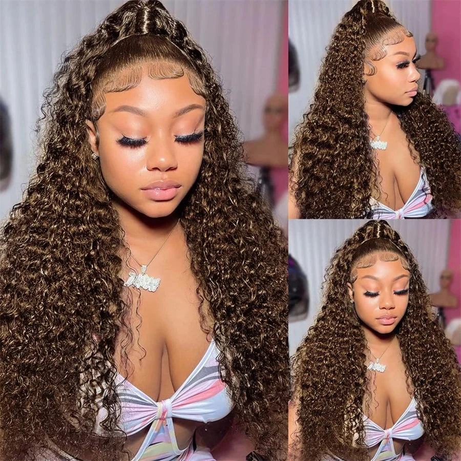 Hairvev Deep Wave Frontal Wig Hd Lace Front Brazilian Hair