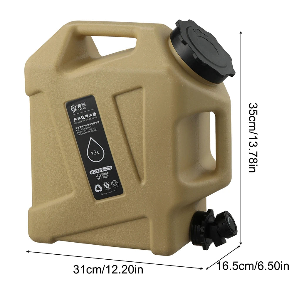 12L Camping Water Container No Leakage BPA Free Outdoor Use