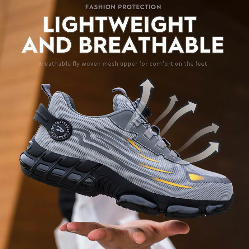 Breathable Lace Free Safety Shoes Anti Smash Puncture Labor