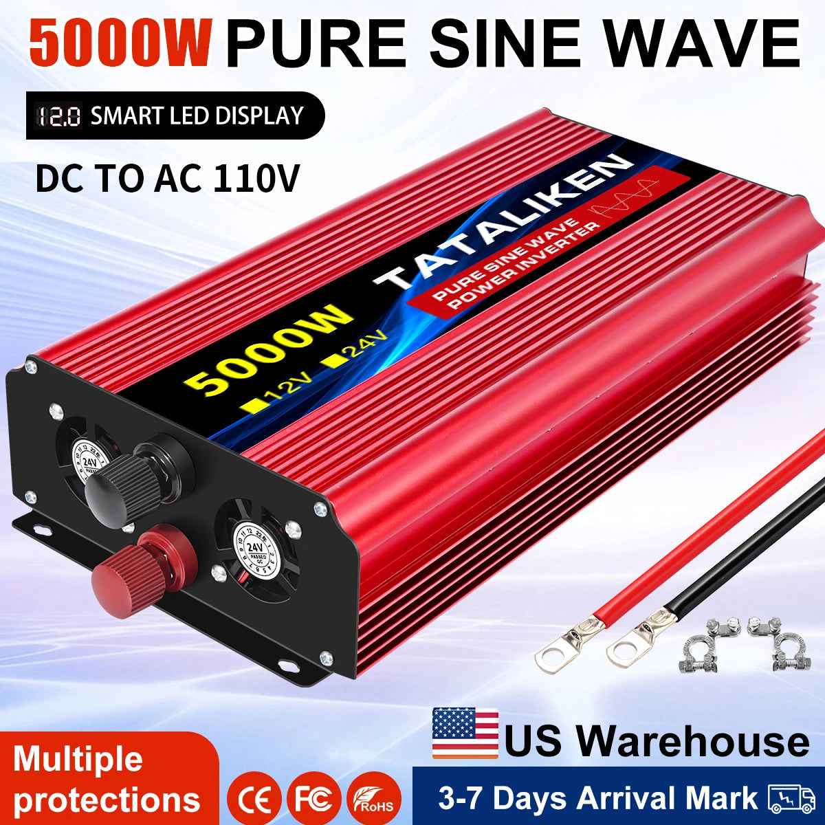TATALIKEN US Socket 12V To 110V Pure Sine Wave Inverter