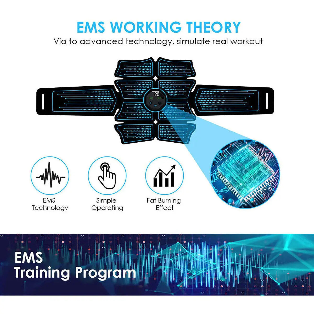 EMS Wireless Muscle Stimulator Trainer Abdominal Massager