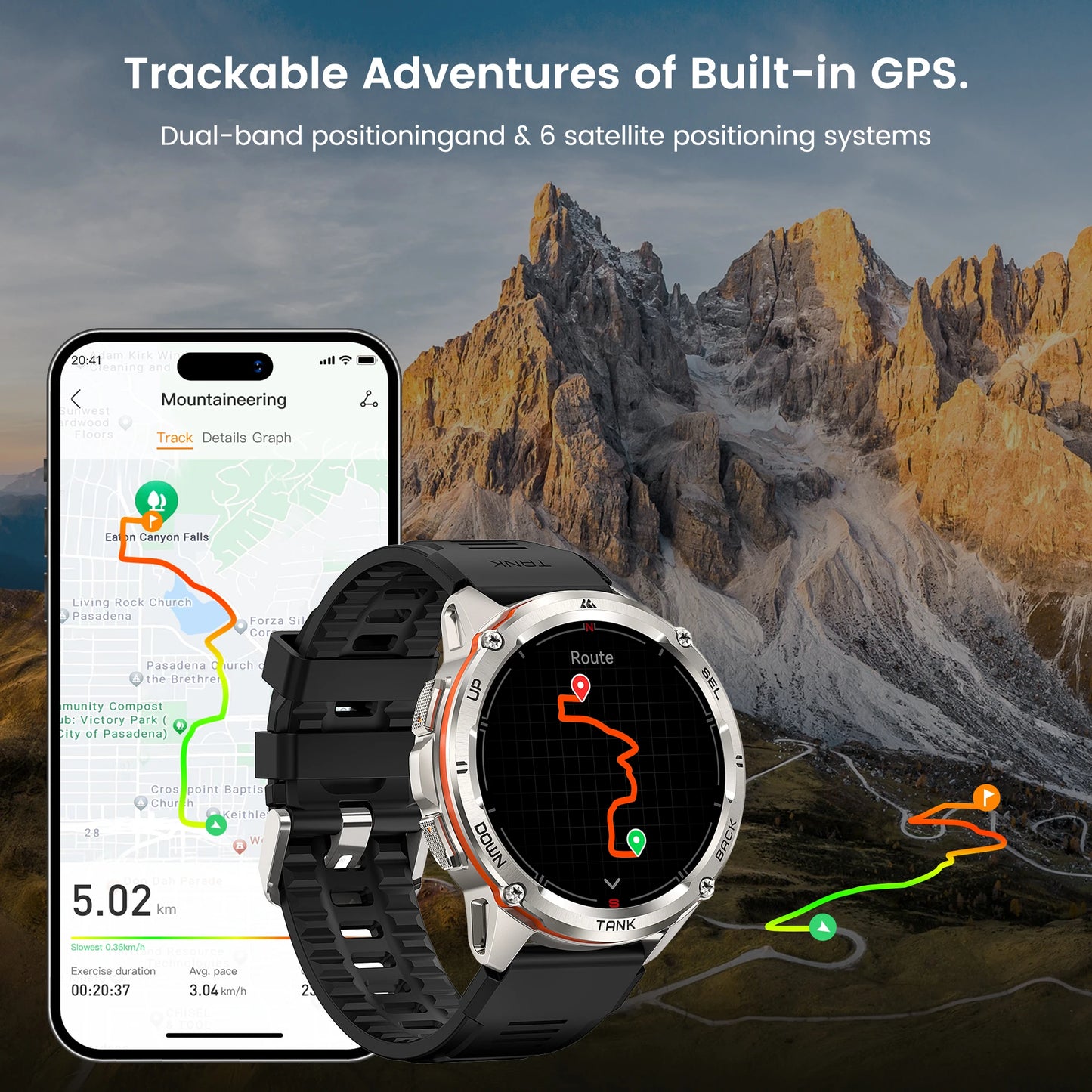 KOSPET Tank T3 Ultra GPS Smart Watch Men AMOLED AOD