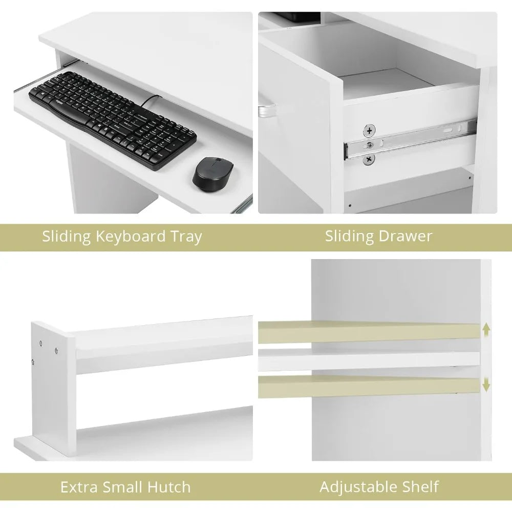 Wooden Laptop Desk With Drawer And Keyboard Tray Office