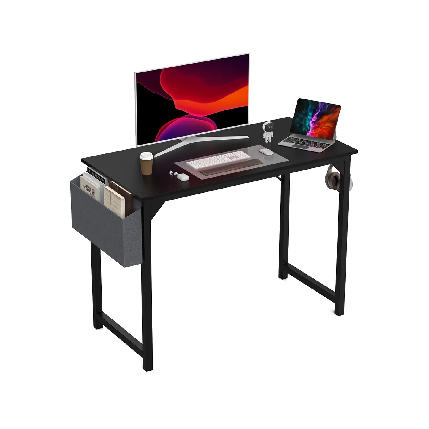 JHK Computer Desk With Side Storage And Headphone Hook