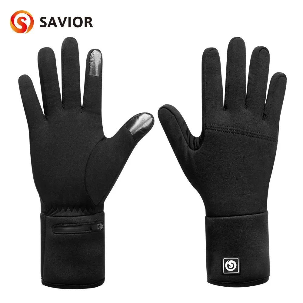 Snow Deercn Winter Heated Goatskin Leather Gloves Waterproof