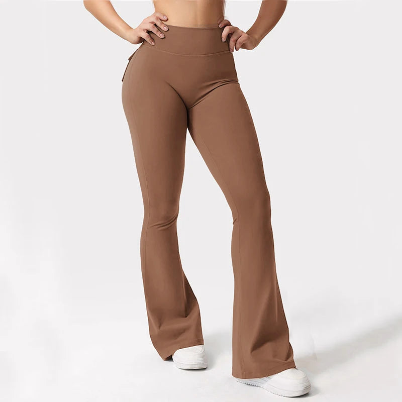 Yoga Flared Pants Womens High Waist Hip Lifting Wide Leg Pants Outdoor Leisure Tights Running Fitness Wear Gym Workout Leggings