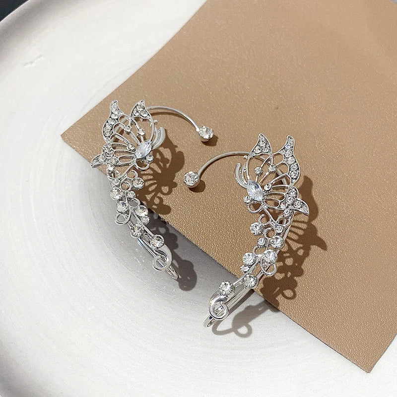 Clip Earrings Star Butterfly Crystal Tassel Zircon Fashion Jewelry