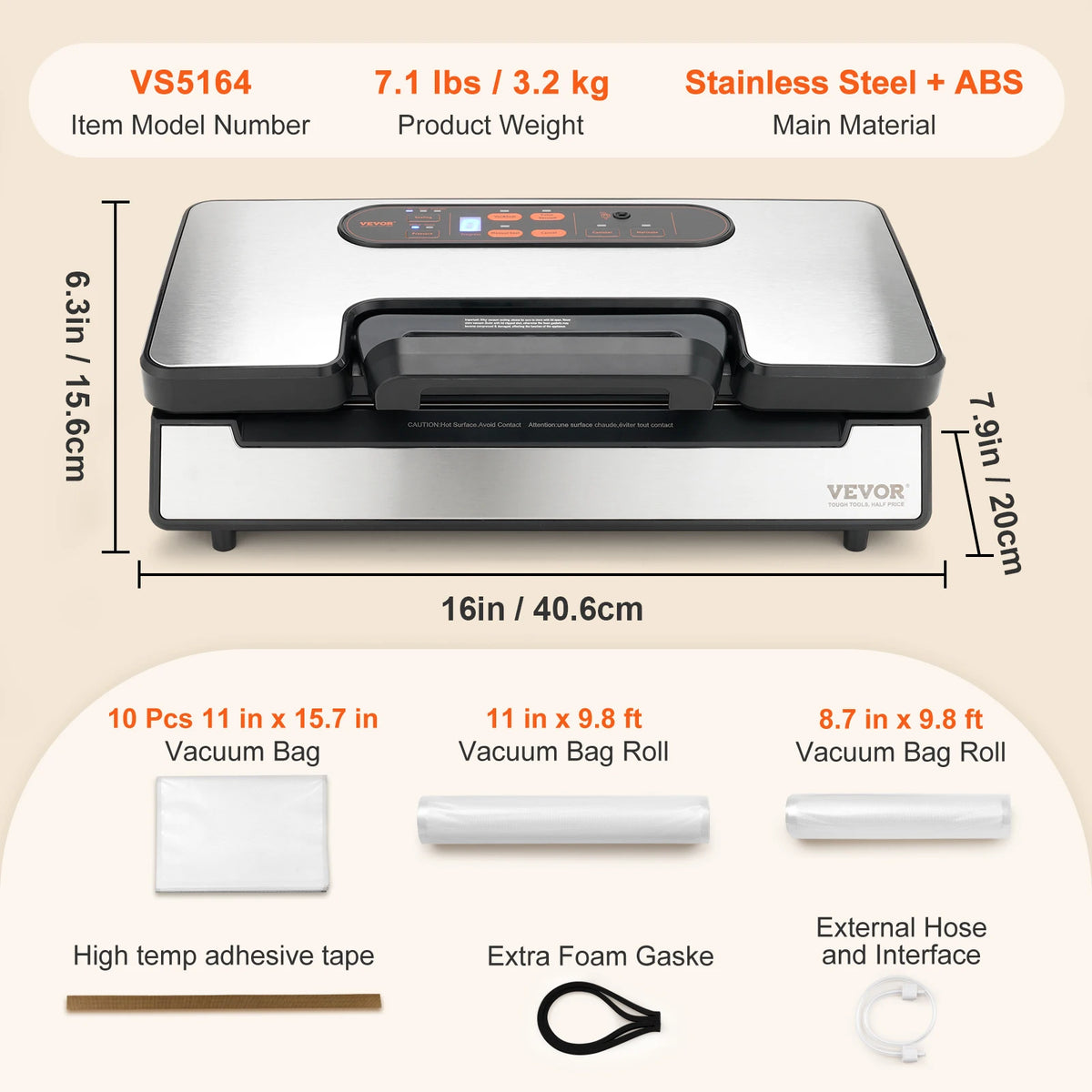 Automatic Commercial Vacuum Sealer Machine With Bag Roll Storage Cutter