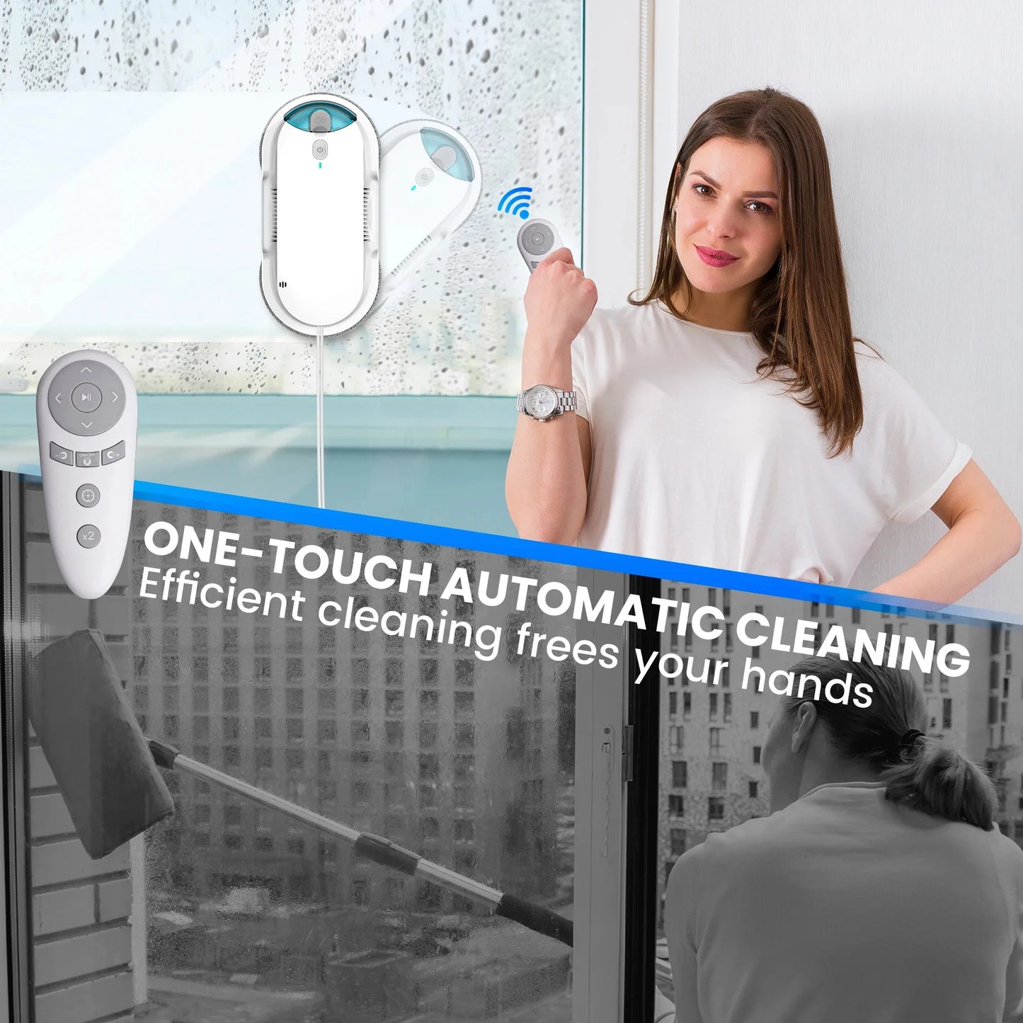 INSE Window Cleaning Robot With Water Spray And Remote Control