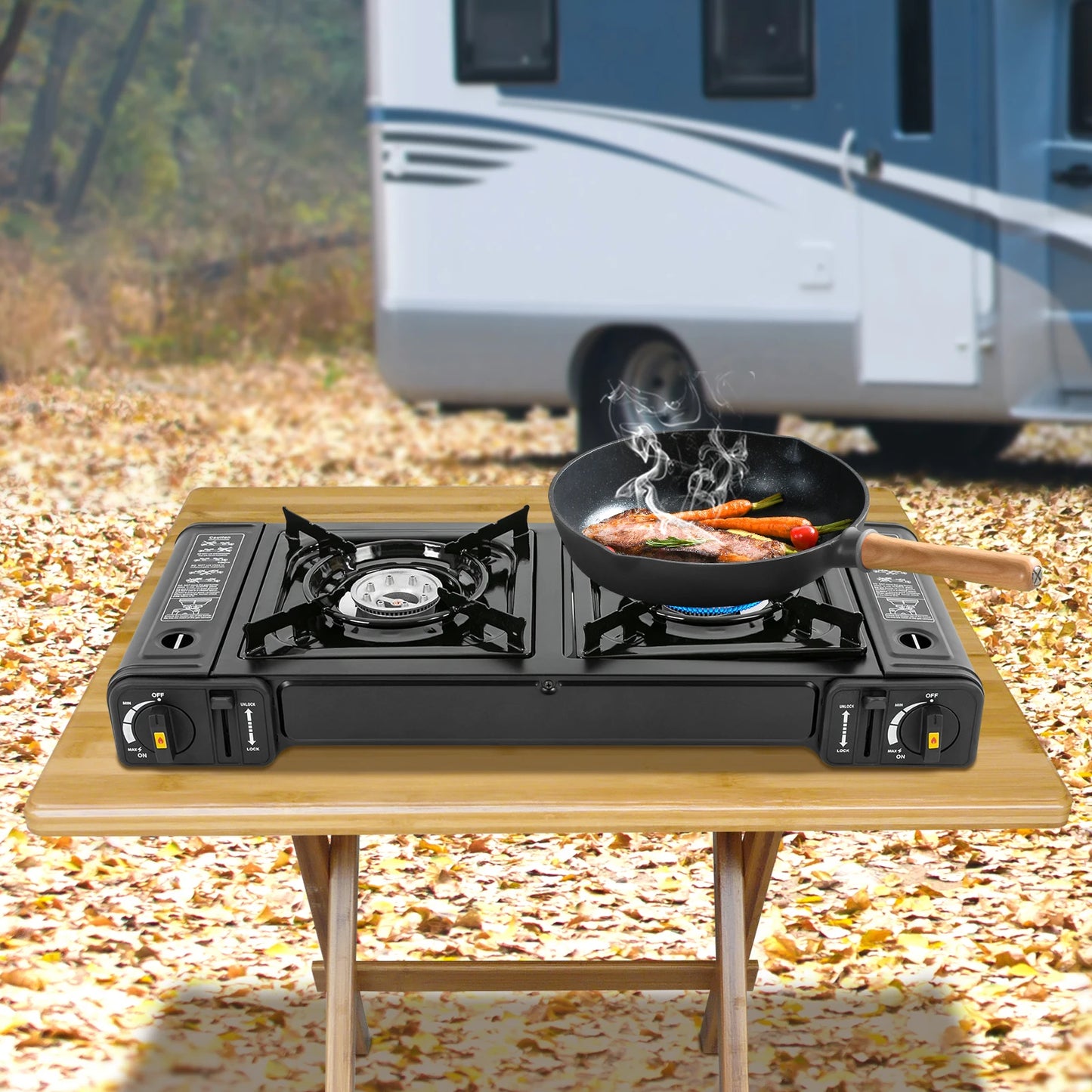 Portable Propane Camping Stove With Safety Lock Case