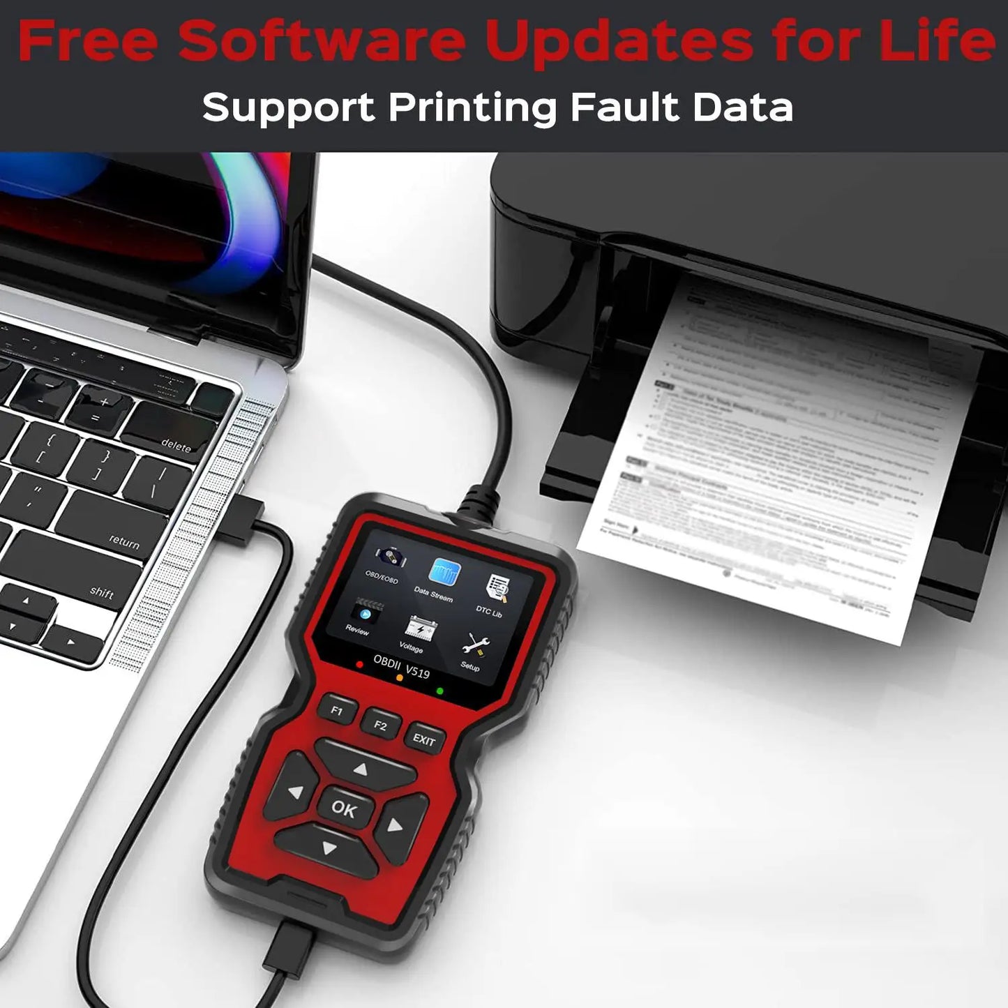 Hign-Concerned OBD2 Scanner Live Data OBDII Tool V519