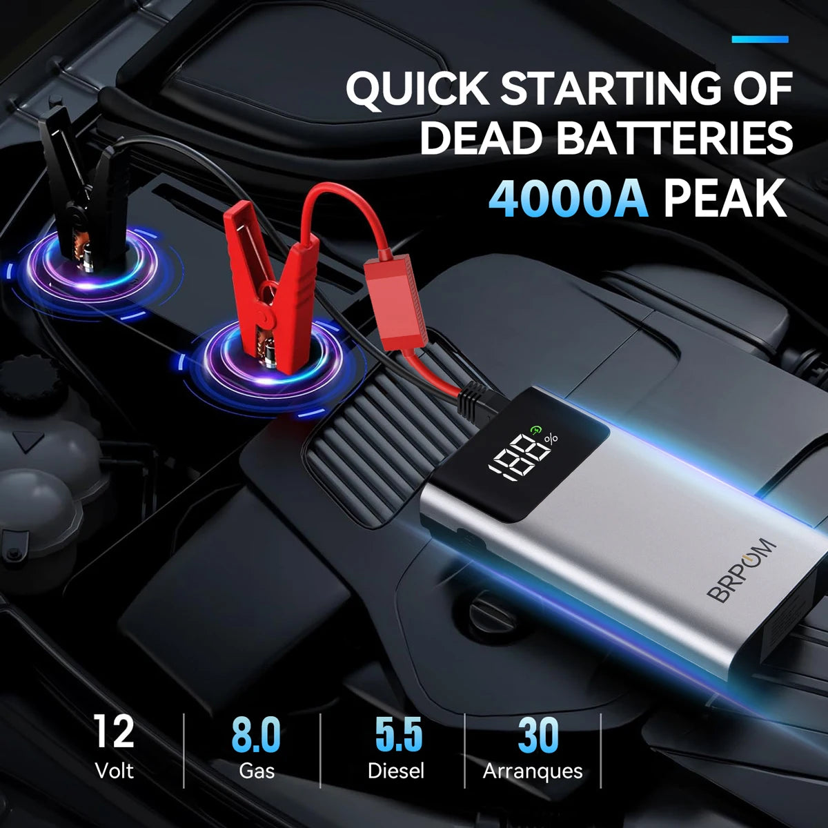 BiUBLE 3 In 1 Portable Car Jump Starter 4000A Power