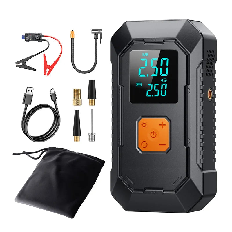 HELLOLEIBOO Car Jump Starter Air Pump Power Bank 4 In 1
