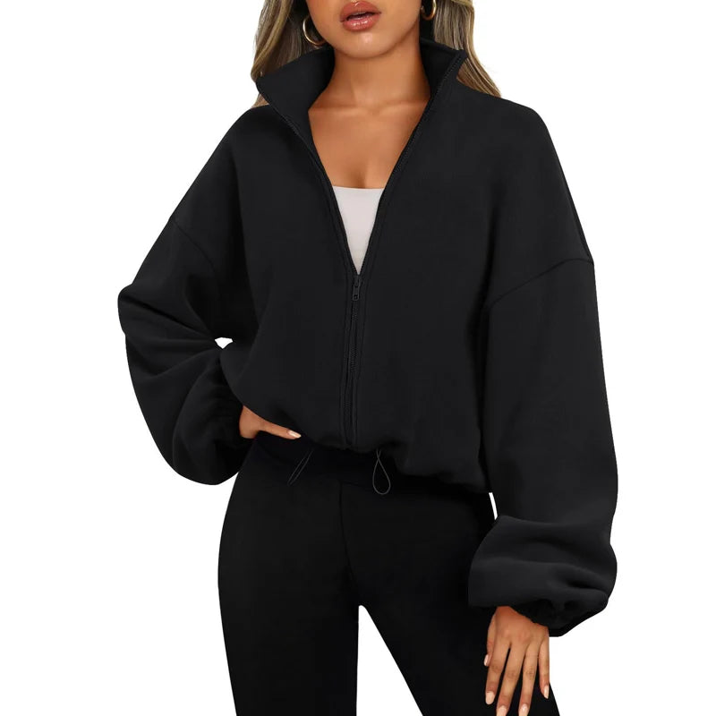 CN Hebei Fleece Lined Womens Sports Coat Sweatshirt