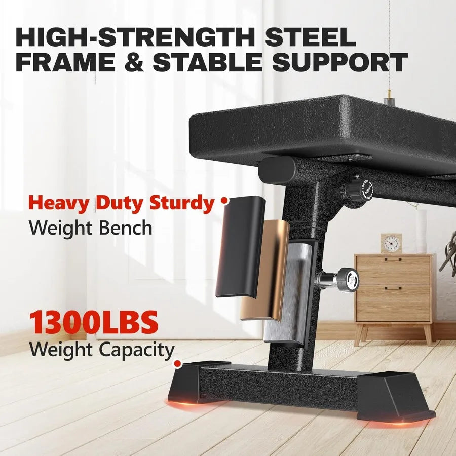 Hign-concerned Heavy Duty Flat Weight Bench 1300lb Capacity
