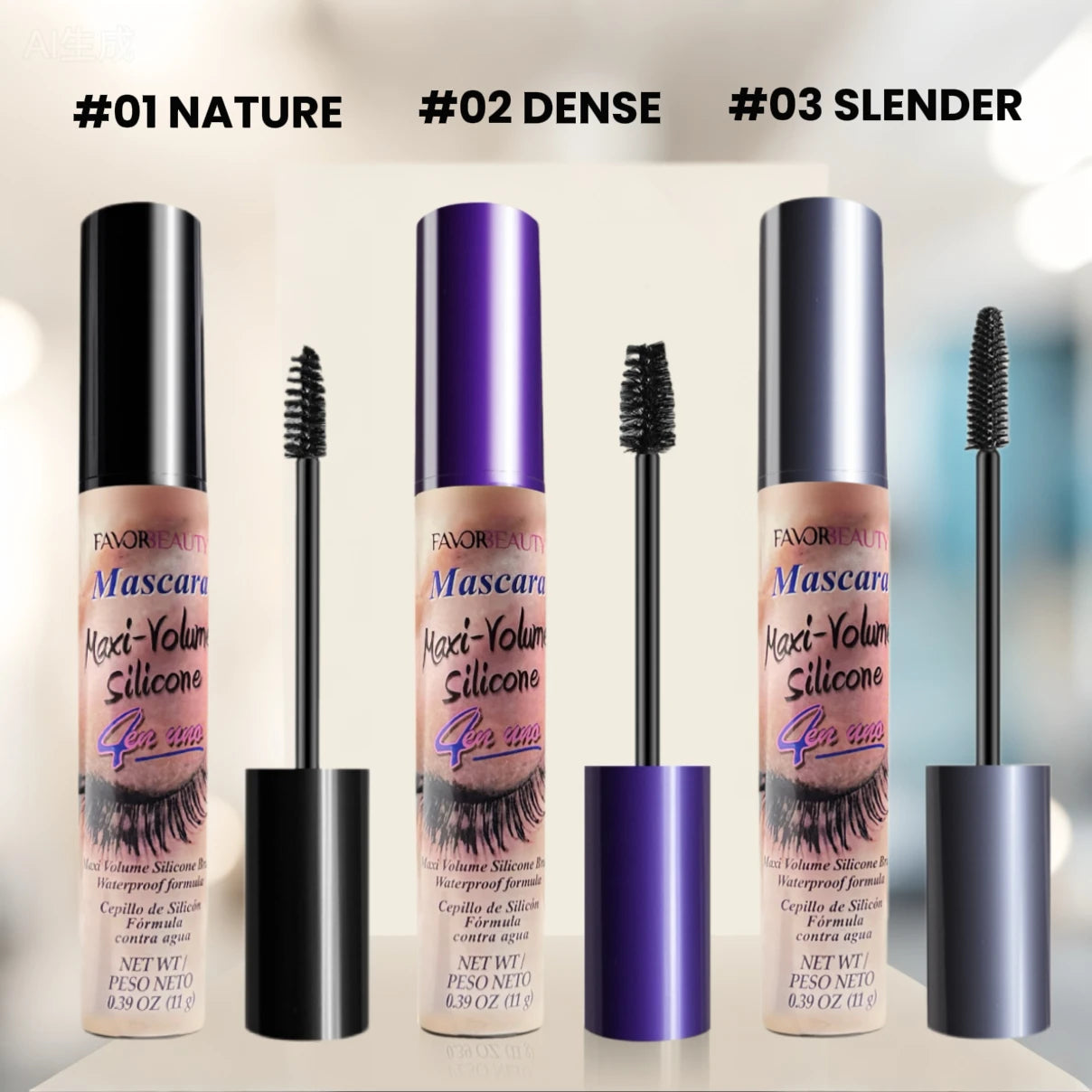 Three Pack Volumizing Mascara Set With Three Brush Heads Waterproof