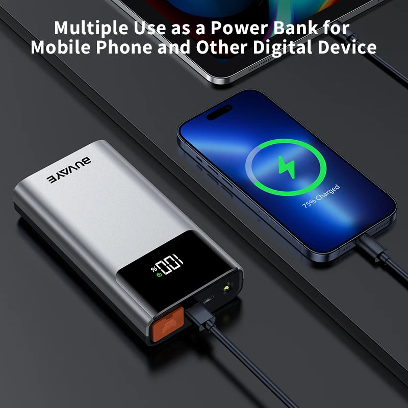 BUVAYE 3 In 1 Car Jump Starter Power Bank LED Light