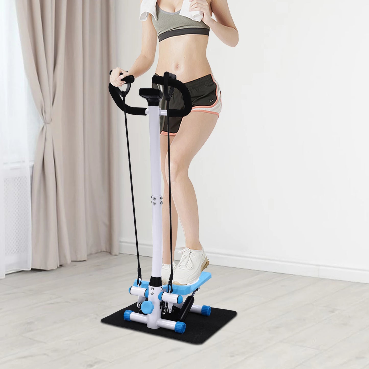 Fitness Stepper With Handlebars Adjustable Height Cardio