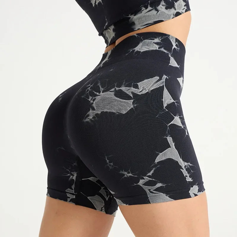 Zhejiang Yoga Tie Dye High Waisted Women Shorts Fitness