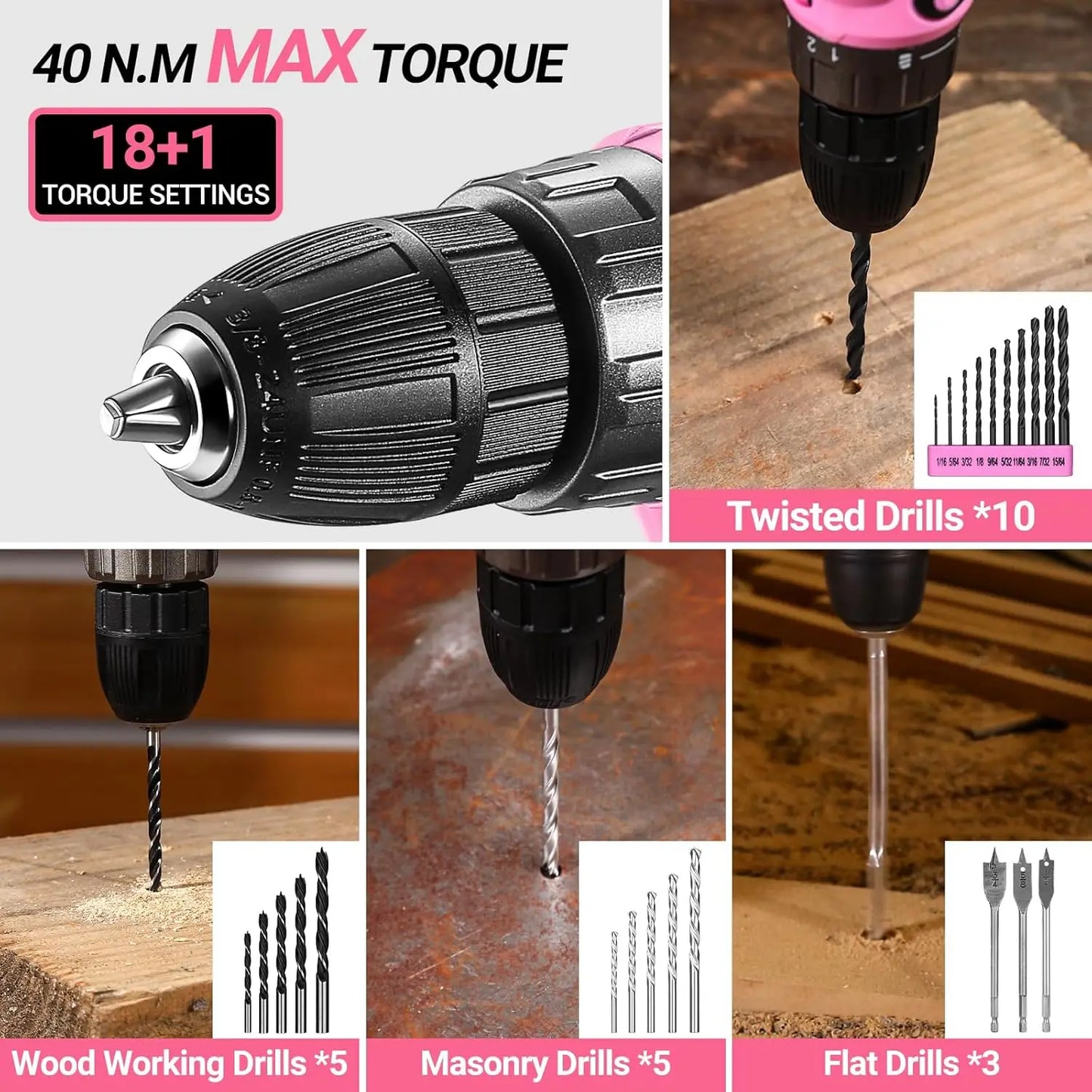 DEKODIY 20V Cordless Power Drill Kit With Battery Pack
