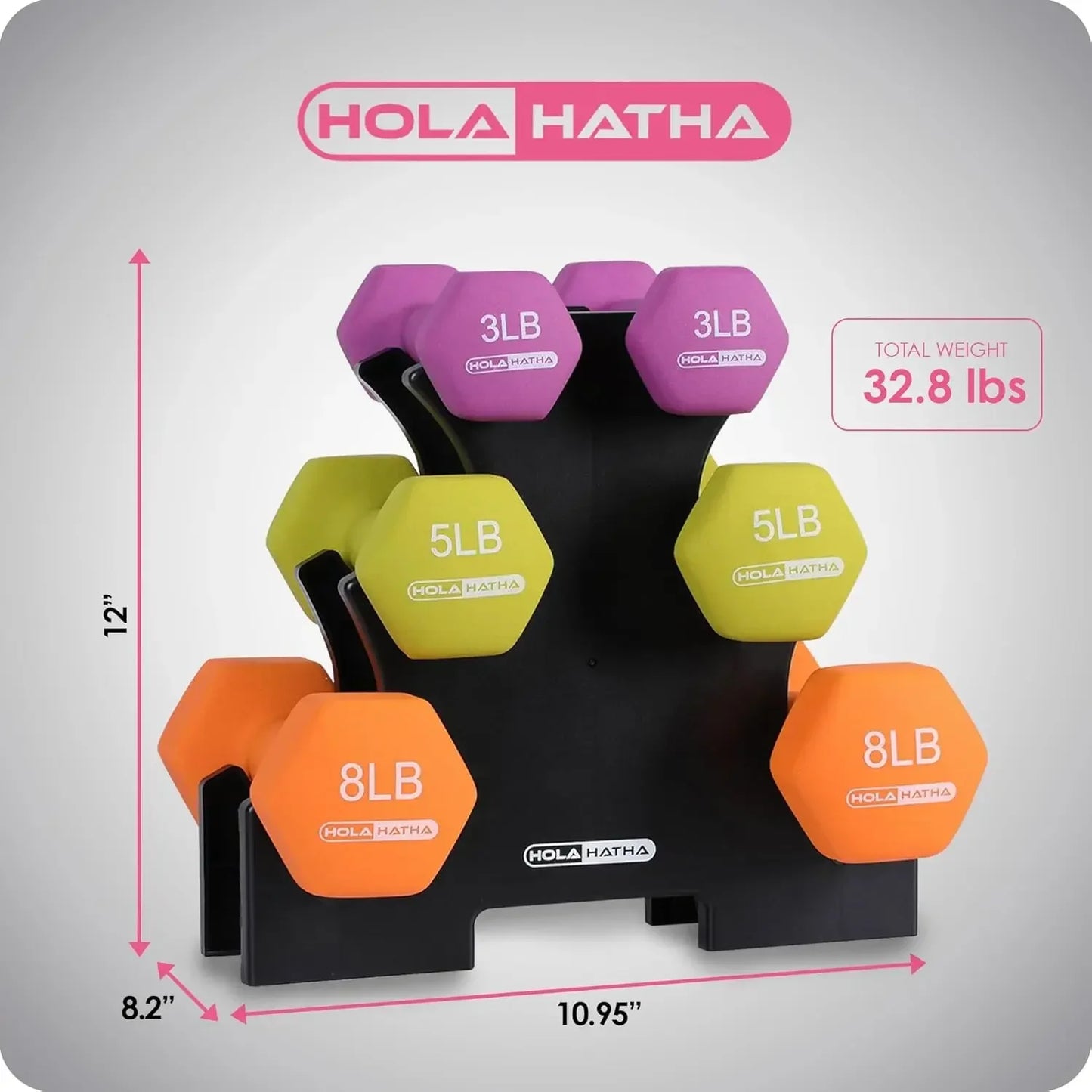 Neoprene Dumbbell Set With Rack For Home Workouts And Tone
