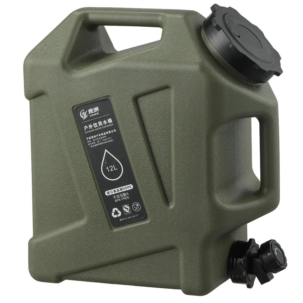 12L Camping Water Container No Leakage BPA Free Outdoor Use