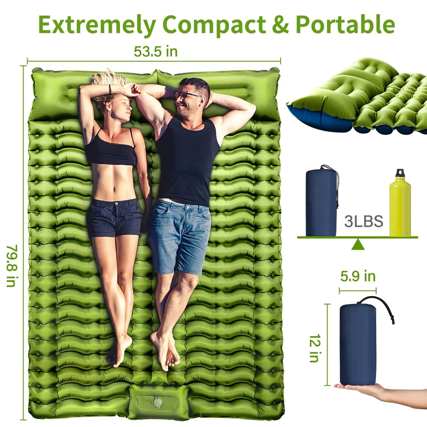 WestTune Double Sleeping Pad 4 Inch Thick For Two Person