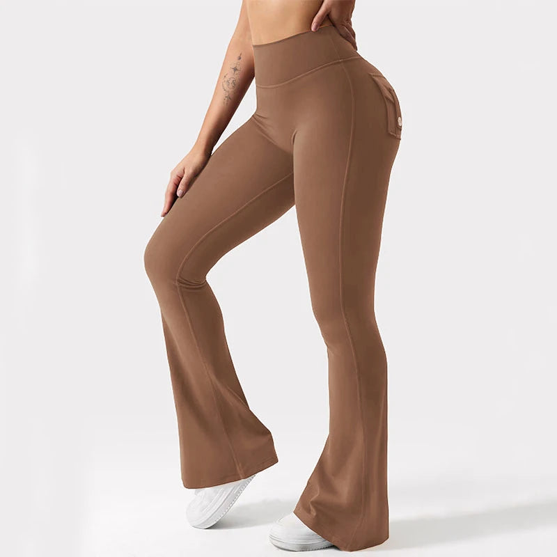 Yoga Flared Pants Womens High Waist Hip Lifting Wide Leg Pants Outdoor Leisure Tights Running Fitness Wear Gym Workout Leggings