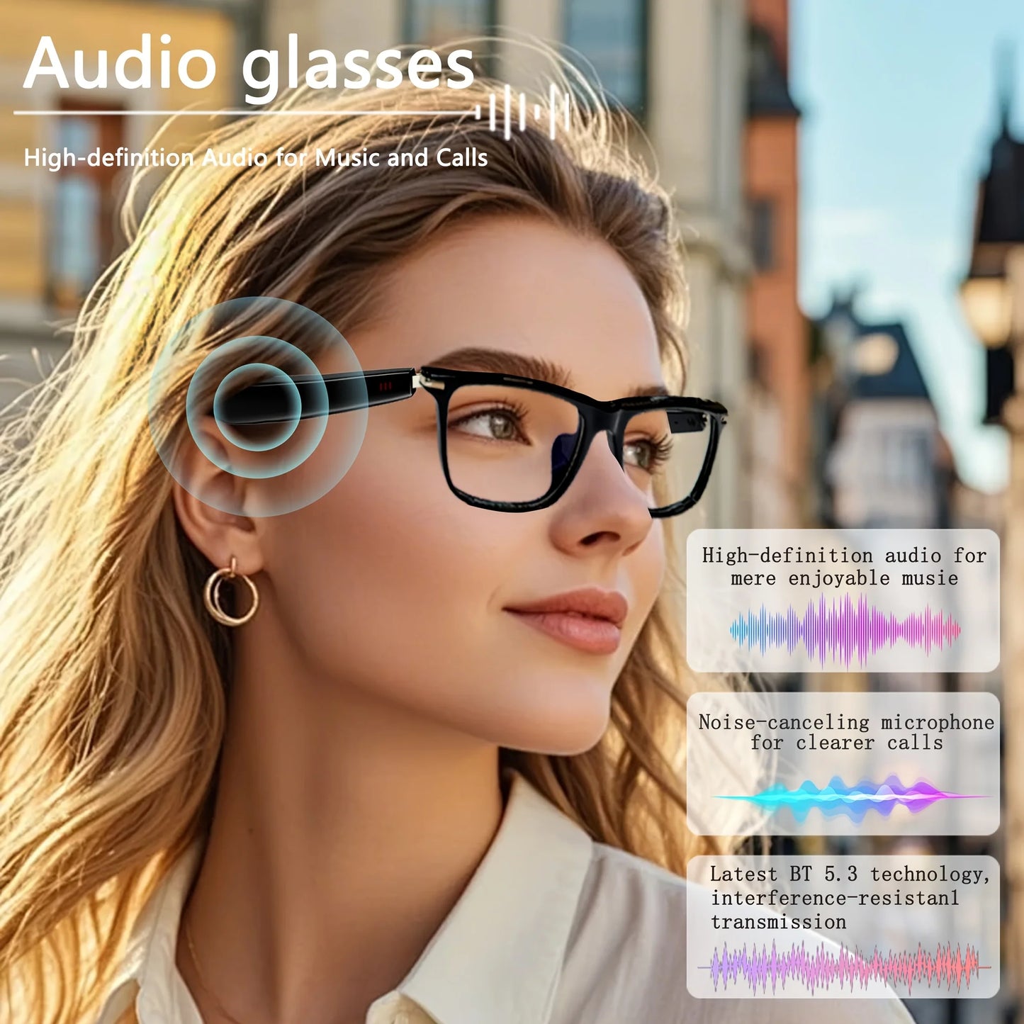 AI Translator Smart Glasses 160 Languages Translation
