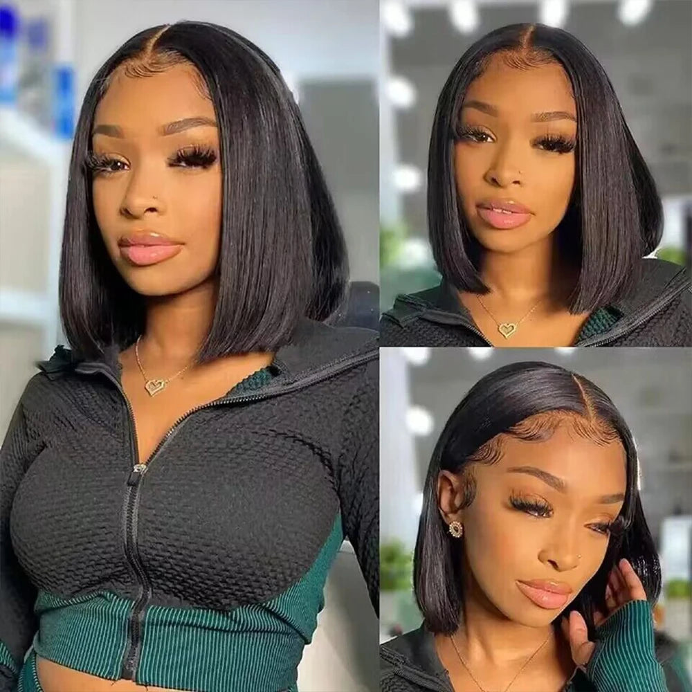 Pobokix Brazilian Remy Lace Front Wig Short Bob HD Pro
