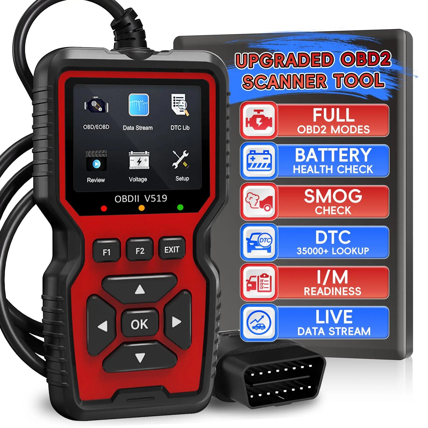 Hign-Concerned OBD2 Scanner Live Data OBDII Tool V519