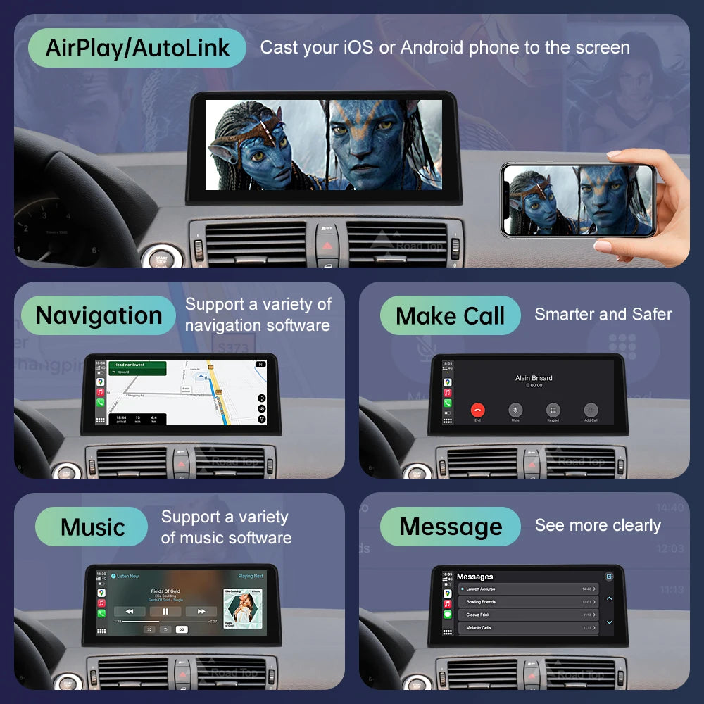 Road Top Wireless CarPlay Android Auto Screen for BMW