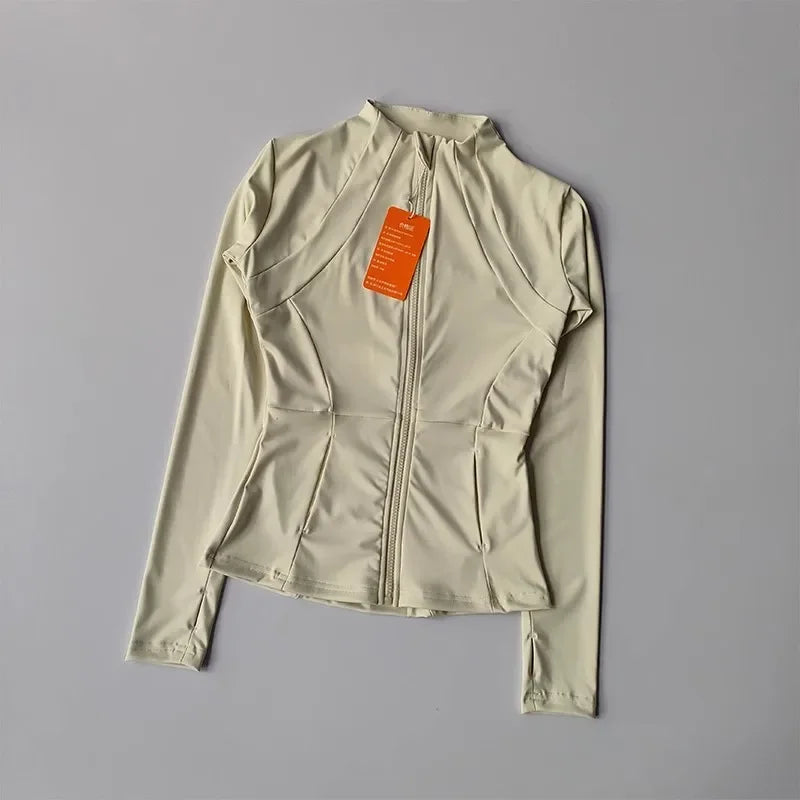 Women's yoga fitness jacket, slim fit professional quick drying jacket, running slimming sports long sleeved yoga suit top