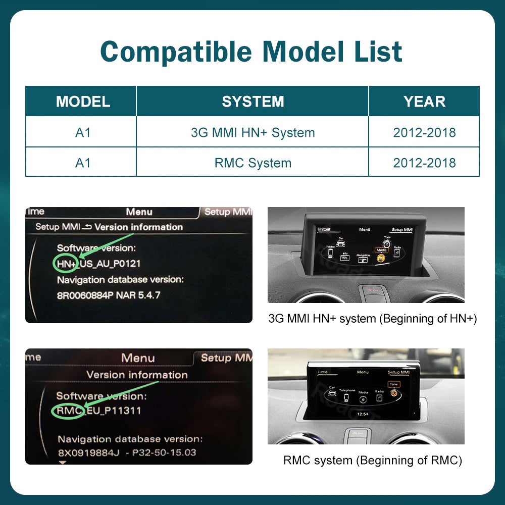Road Top Wireless CarPlay for Audi A1 Android Auto Autolink