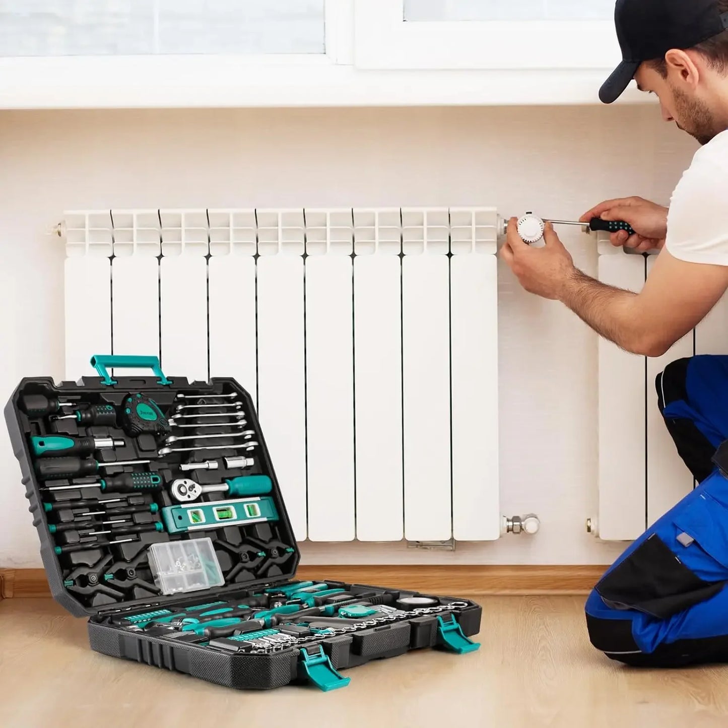 TLGREENDIY 198 Piece General Home Auto Repair Tool Kit