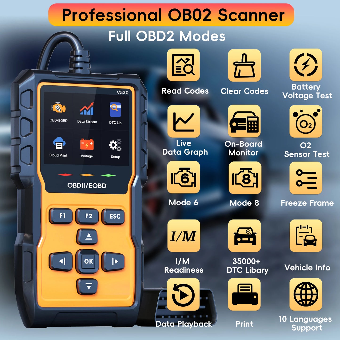 Hign-concerned OBD2 Scanner Diagnostic Tool Mode 6 8 Reset