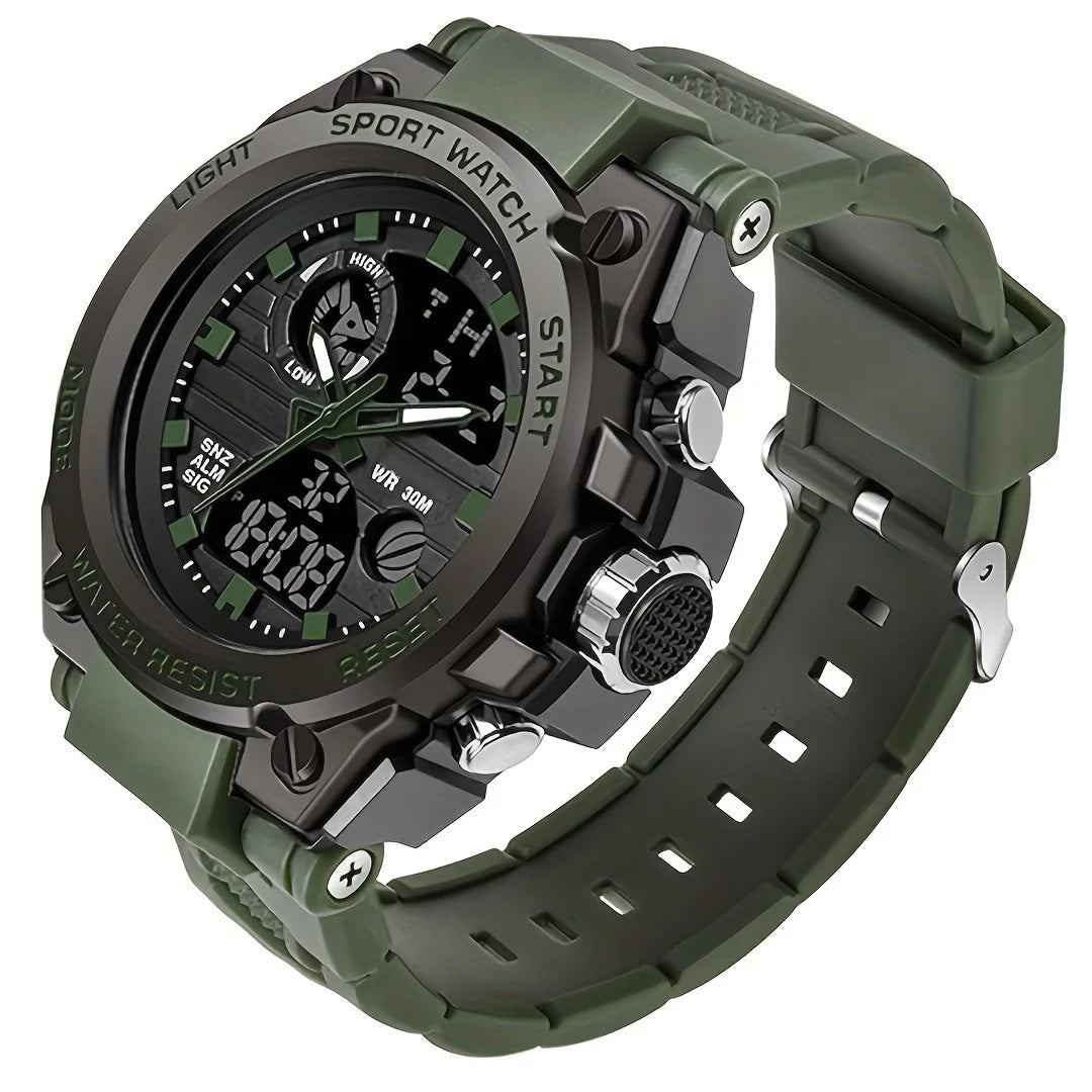 Men Outdoor Tough LED Digital Stopwatch Dual Display Watch