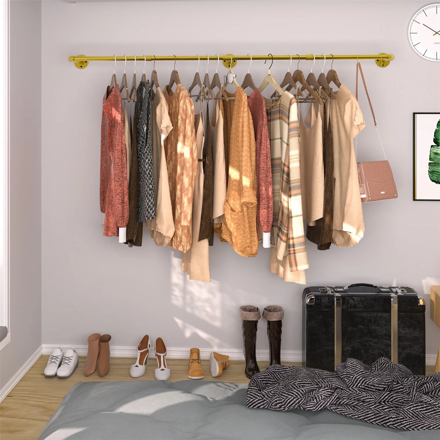 Industrial Pipe Mounted Clothing Rack With Heavy Duty Iron