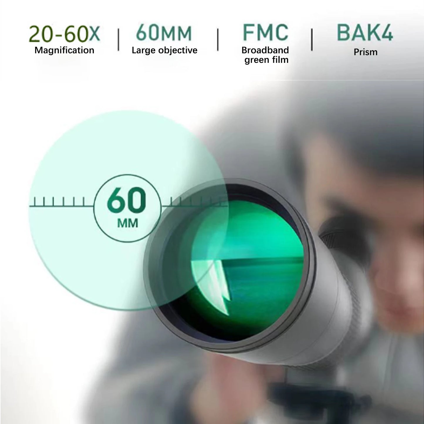 20 To 60x Zoom Bird Watching Telescope 45 Degree Oblique HD